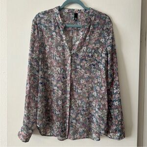 Kut from the Kloth Floral Sheer Blouse - Pink, Blue, White